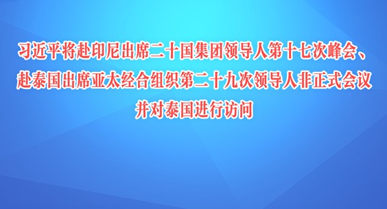 习近平将赴印尼出席二十国集团领导人第十七次峰会、赴泰国出席亚太经合组织第二十九次领导人非正式会议并对泰国进行访问
