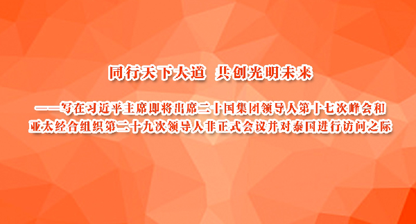 同行天下大道 共创光明未来——写在习近平主席即将出席二十国集团领导人第十七次峰会和亚太经合组织第二十九次领导人非正式会议并对泰国进行访问之际